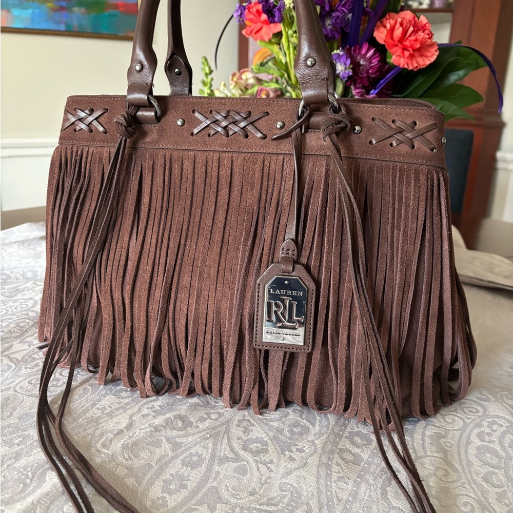 Ralph Lauren Chocolate Fringe Shoulder Bag